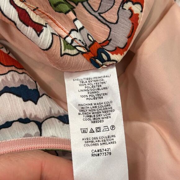 Ann Taylor Floral Drape Midi Skirt sz 8 Orange Peach Faux Wrap Satin Pencil Pink - Picture 11 of 13